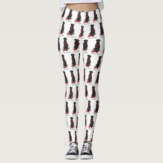 Let's Go! Walk Flat-Coated Retriever Dog (black) レギンス (正面)