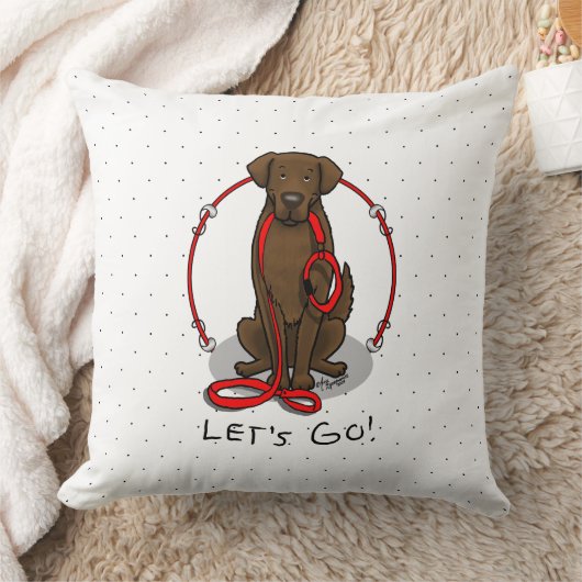 Let's Go! Walk Flat-Coated Retriever Dog (liver) クッション (ブランケット)