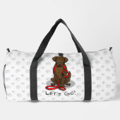 Let's Go! Walk Flat-Coated Retriever Dog (liver) ダッフルバッグ (裏面)