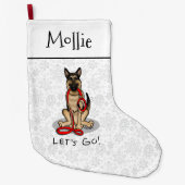 Let's Go! Walk German Shepherd Dog (black tan) ラージクリスマスストッキング (正面)
