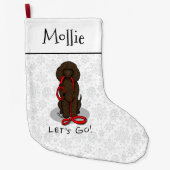 Let's Go! Walk Irish Water Spaniel Dog (liver 1) ラージクリスマスストッキング (正面)
