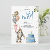 Let's Go Wild' Safari Animal Boys Birthday 招待状 (スタンド正面)