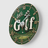 Let's Golf Vintage Golf Lover Gift ラージ壁時計 (傾斜)