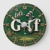 Let's Golf Vintage Golf Lover Gift ラージ壁時計 (正面)