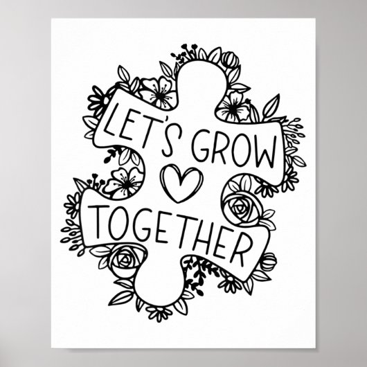 Let's Grow Together Autism Awareness Month T-Shirt ポスター (正面)