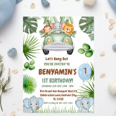  Let's Hang OuT Baby Elephant  First birthday 招待状