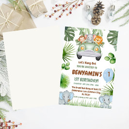  Let's Hang OuT Baby Elephant  First birthday 招待状