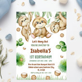  Let's Hang OuT sloth greenery  First birthday 招待状