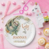 Let's hang out sloth kids birthday ペーパープレート (パーティー)
