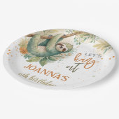 Let's hang out sloth kids birthday ペーパープレート (アングル)