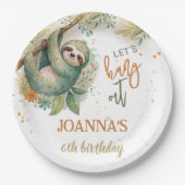 Let's hang out sloth kids birthday ペーパープレート (正面)