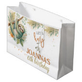 Let's hang out sloth kids birthday ラージペーパーバッグ (正面アングル)