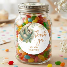 Let's hang out sloth kids thank you birthday ラウンドシール