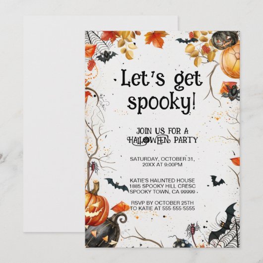 Let's have a spooky Halloween party 招待状 (正面/裏面)