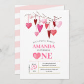 Let's Hearty Valentine Balloon 1st Birthday 招待状 (正面/裏面)