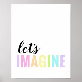 『Let's Imagine』遊び部屋 パステル レインボー ポスター