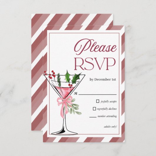 Let's Jingle and Mingle Holiday Party RSVP エンクロージャーカード (正面/裏面)