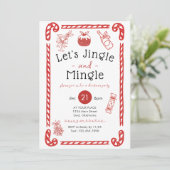 Let's Jingle and Mingle Red Doodle Holiday Party 招待状 (スタンド正面)