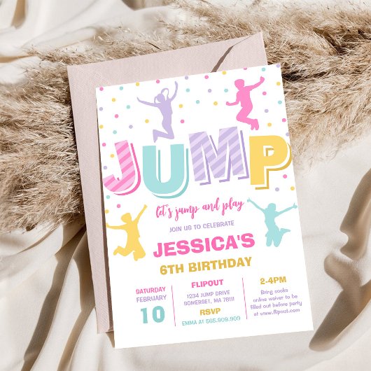 Let's Jump and Play Birthday Party Invitation 招待状