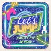 Let's Jump Party Bounce Neon Trampoline Park  スクエアペーパーコースター (正面)