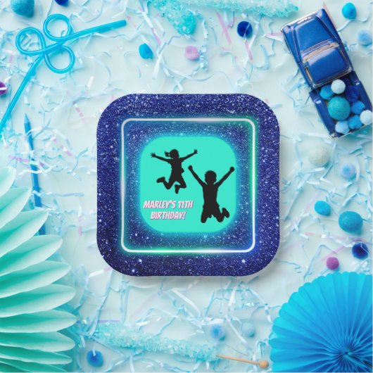 Let's Jump Party Bounce Neon Trampoline Park  ペーパープレート (パーティー)