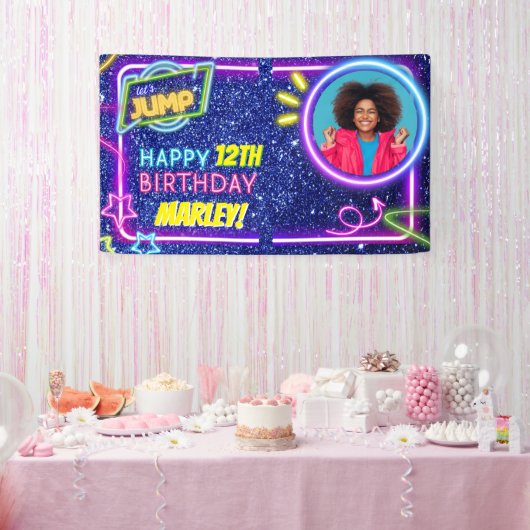 Let's Jump Party Bounce Neon Trampoline Park  横断幕 (パーティー)
