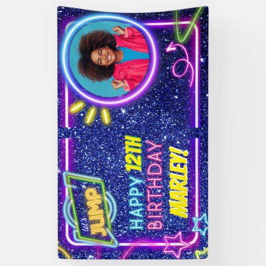 Let's Jump Party Bounce Neon Trampoline Park  横断幕 (縦)