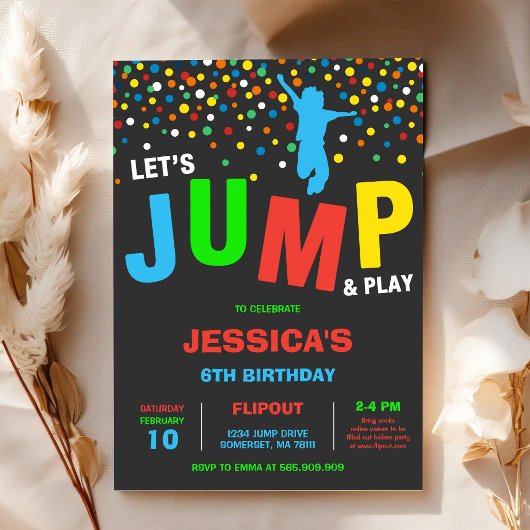 Let's Jump & Play Kids Birthday Invitation 招待状