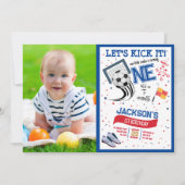 Let's Kick It Rookieサッカー写真1st Birthday 招待状 (正面)