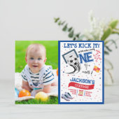 Let's Kick It Rookieサッカー写真1st Birthday 招待状 (スタンド正面)