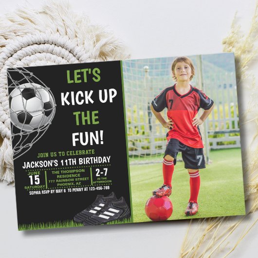 Let's Kick up the fun!, Funny Soccer Birthday 招待状