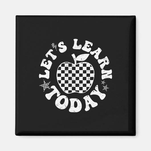 Let's Learn Today Checkered Apple Ck To School Tea マグネット (正面)