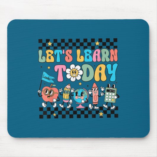 Let's Learn Today Retro Back To School Teacher Mot マウスパッド (正面)