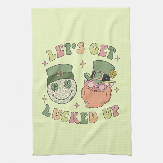 Let's Lucked Up - Leprechaun おもしろい Clover キッチンタオル (縦)
