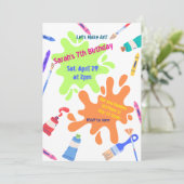 Let's Make Art カラフルな誕生日パーティー 招待状 (スタンド正面)