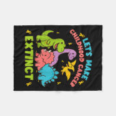 Let's Make Childhood Cancer Extinct Dinosaurs Wear フリースブランケット (正面(横))
