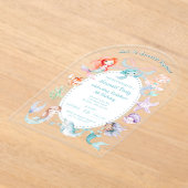 Let's Mermaids Together Mermaidパーティー誕生日 アクリル招待状 (レイダウン)