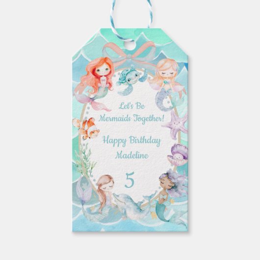 Let's Mermaids Together Mermaidパーティー誕生日 ギフトタグ (正面)