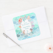 Let's Mermaids Together Mermaidパーティー誕生日 スクエアシール (封筒)