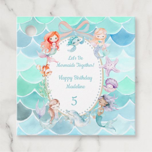 Let's Mermaids Together Mermaidパーティー誕生日 フェイバータグ (正面)