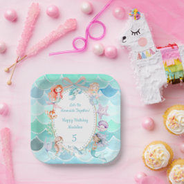 Let's Mermaids Together Mermaidパーティー誕生日 ペーパープレート