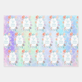 Let's Mermaids Together Mermaidパーティー誕生日 ラッピングペーパーシート