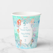 Let's Mermaids Together Mermaidパーティー誕生日 紙コップ (正面)