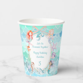 Let's Mermaids Together Mermaidパーティー誕生日 紙コップ