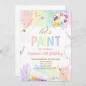 Let's Paint Art Painting Birthday Party 招待状 (正面/裏面)