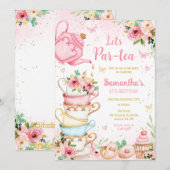Let's Par-tea Birthday Tea Party Invitation 招待状 (正面/裏面)
