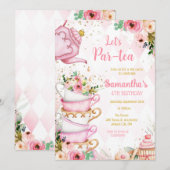 Let's Par-tea Birthday Tea Party Invitation 招待状 (正面/裏面)