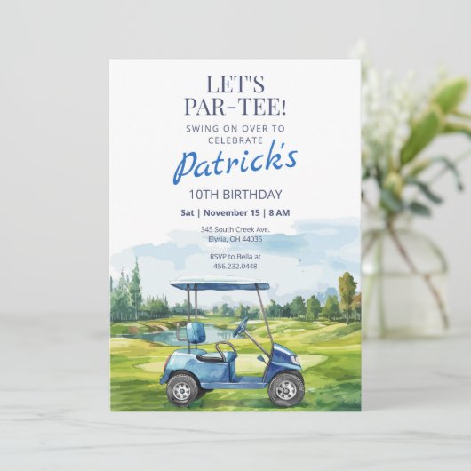 Let's Par-Tee Golf Any Age Birthday Invitation 招待状 (スタンド正面)