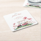 Let's Par-tee Golf Baby Shower スクエアペーパーコースター (アングル)