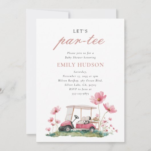 Let's Par-tee Golf Baby Shower 招待状 (正面)